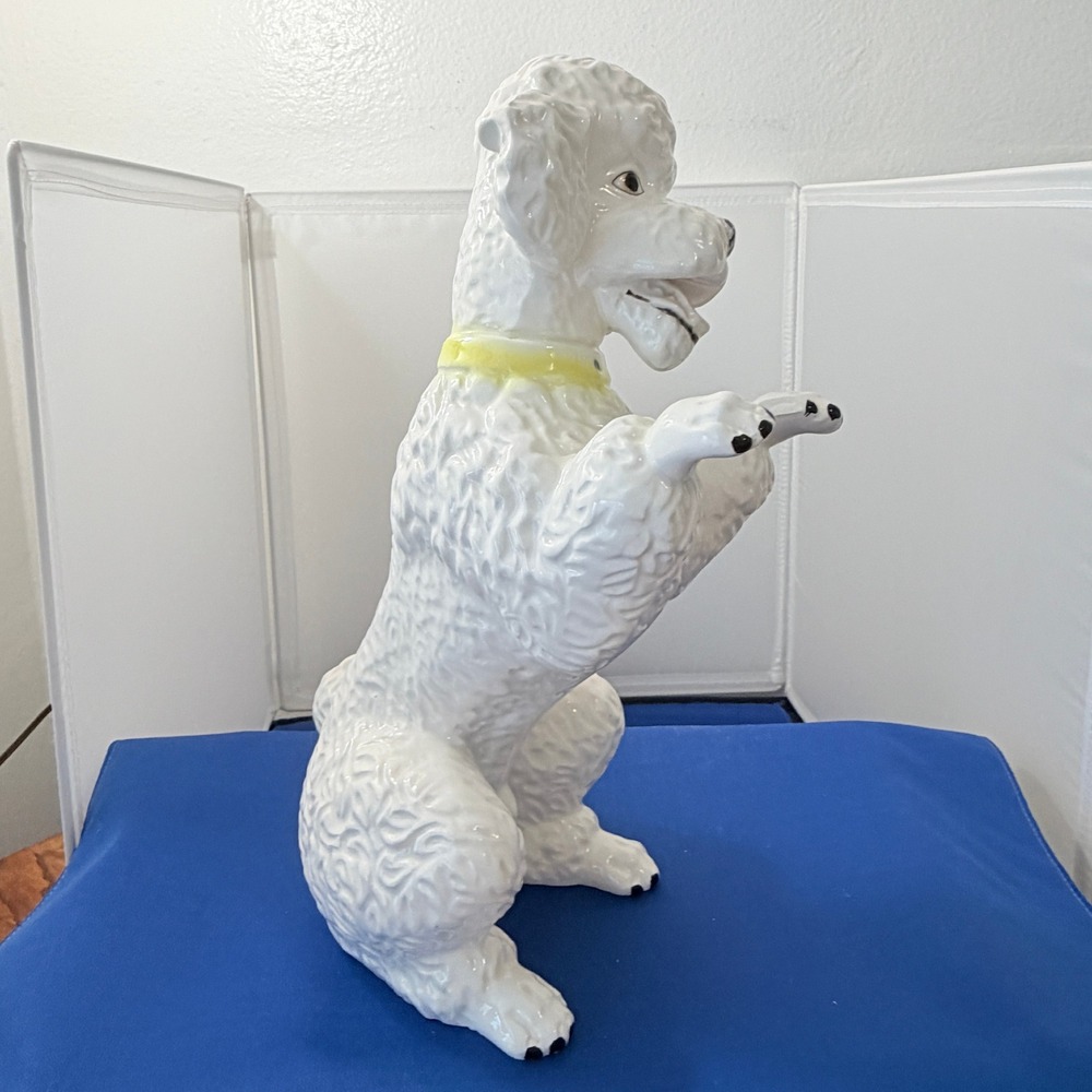 Vintage TALL White Ceramic Poodle Figurine Dog Japan Mid Century 10.5 Inch 2527 - Picture 10 of 11